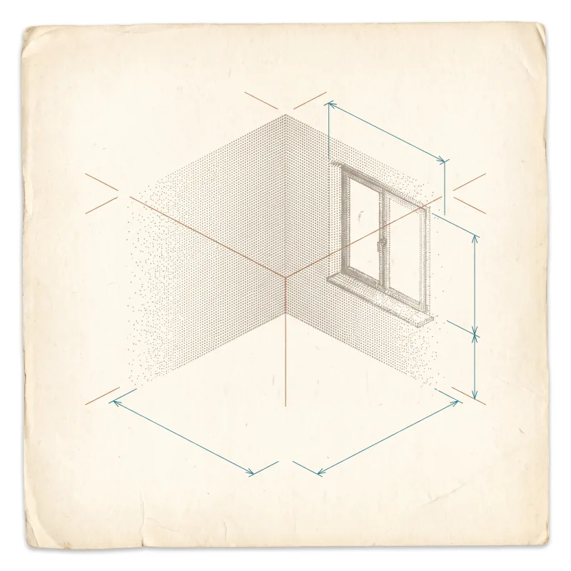 Point-cloud sweep of a room corner — illustrative